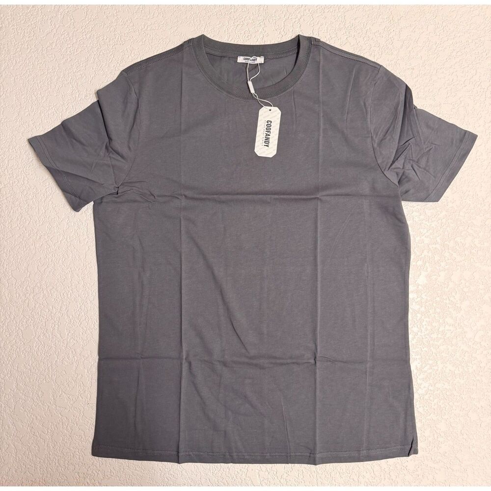 COOFANDY Men’s Basic Crew Neck T-Shirt Dark Gray Size L NWT